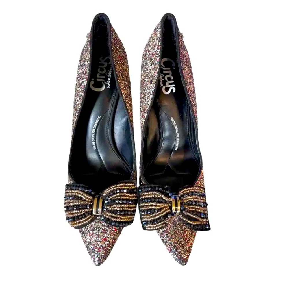 Sam Edelman Harriet glitter beading bow heels 7 Homecoming sorority rush - Picture 4 of 6
